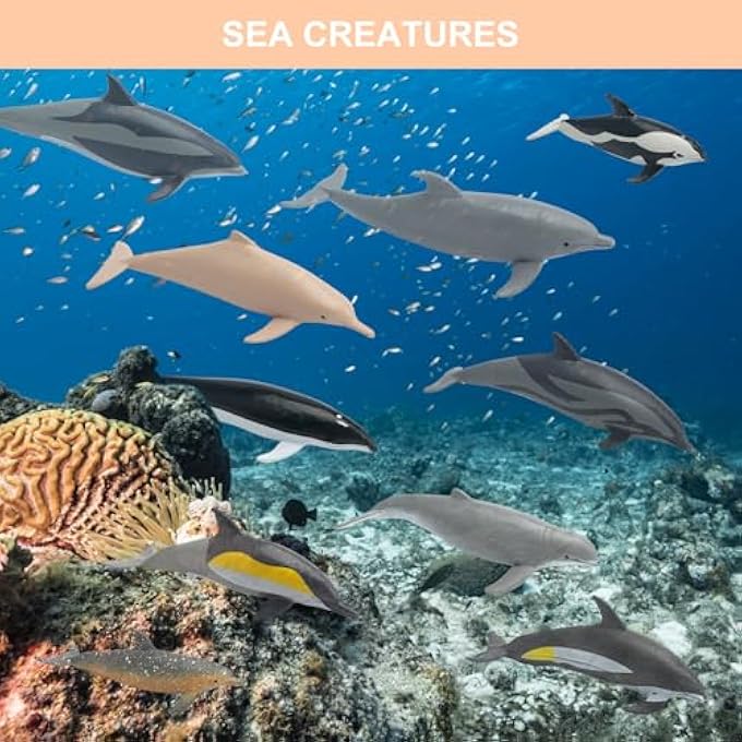 PACK OF 10 SEA ANIMALS FIGURES, EDUCATIONAL MARINE ANIMALS FIGURES SET, OCEAN TOY FIGURES, SIMULATION MINI DOLPHIN MODELS, BATH TOY CHILDREN FOR GAME, DECORATION - Image 4
